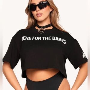 Iheartraves Light Reactive Crop Top “ Here for the babes”